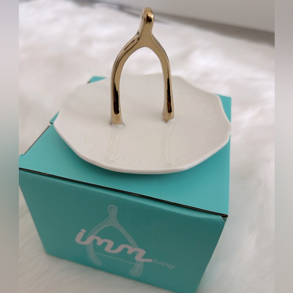 IMM Living Golden Wishbone Ring Jewelry Holder Dish